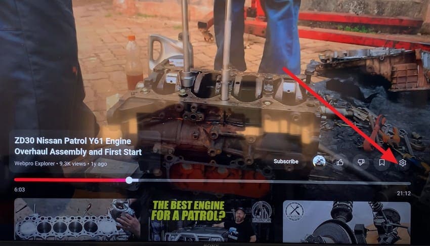 pick settings icon on the video