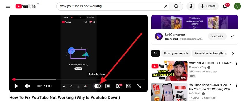choose the autoplay icon on pc