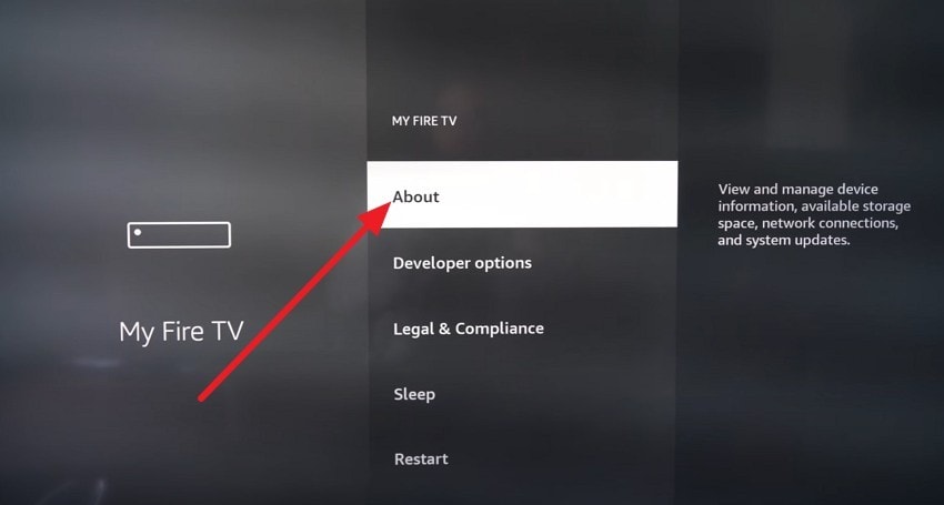 go to the fire tv about