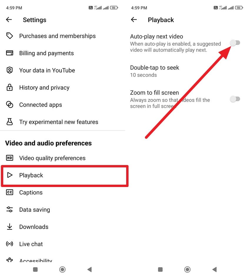 go to playback and auatoplay