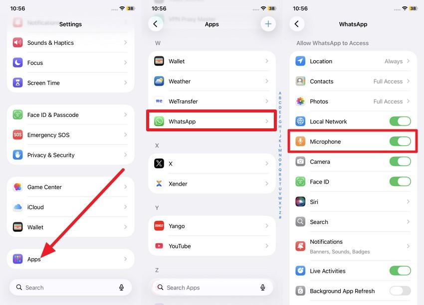 go to whatsapp and microphone