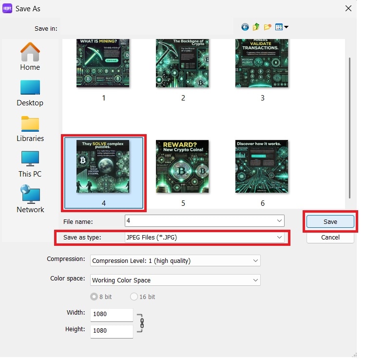 save as jpg through imaging edge