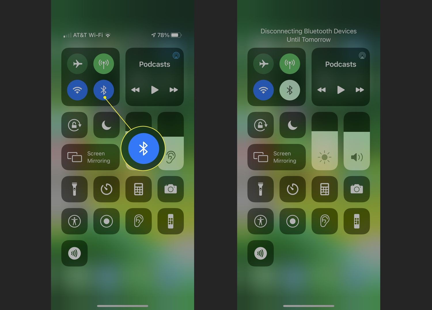 disconnect bluetooth or external devices