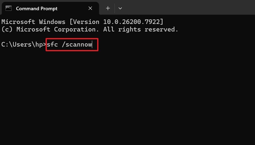 enter scan command to continue