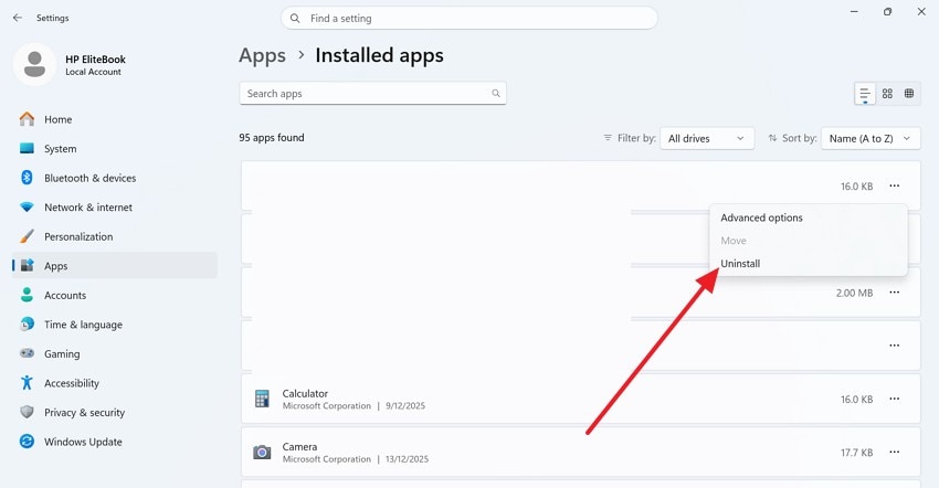 uninstall the affected program