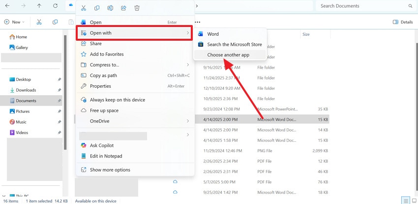 choose open with option