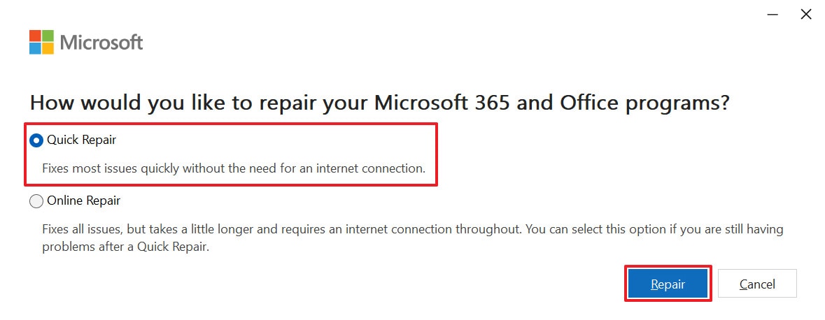 repair microsoft office