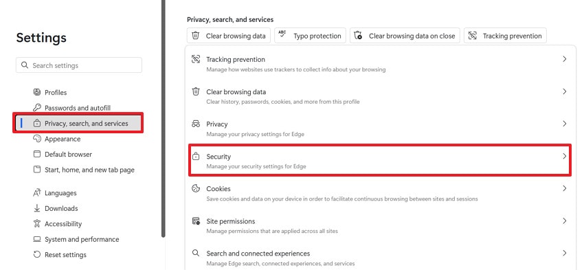 access security option