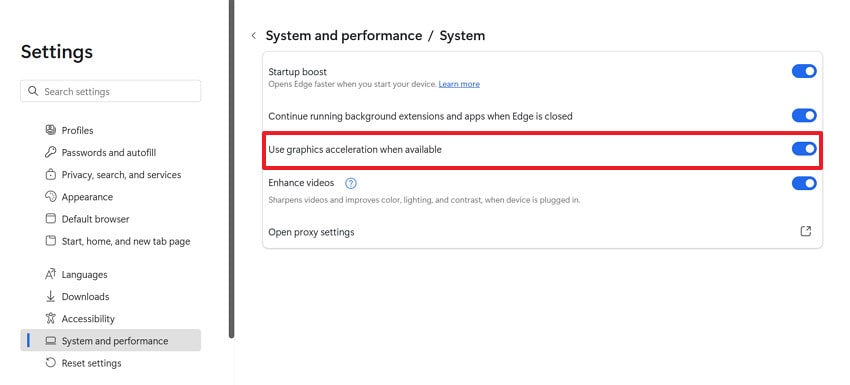 toggle hardware acceleration