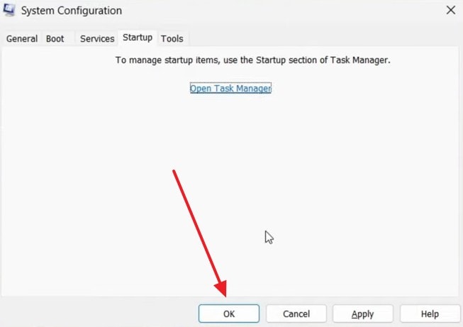 press ok on system configuration