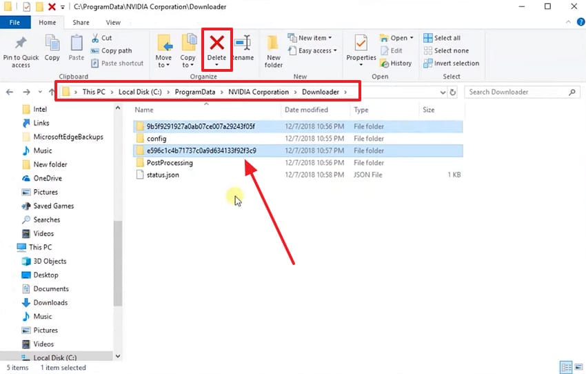 delete leftover nvidia folder