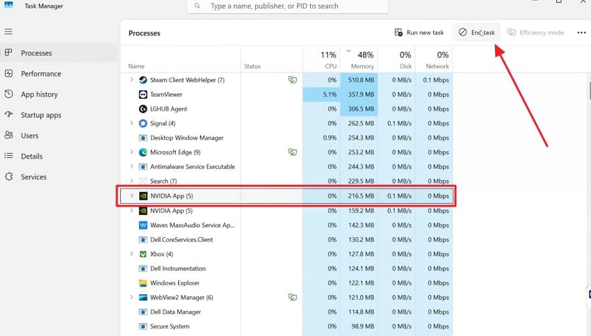 force stop nvidia app