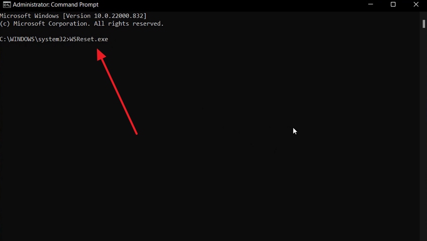 run the wsreset.exe command