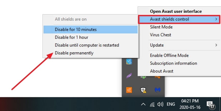 disable third party antivirus