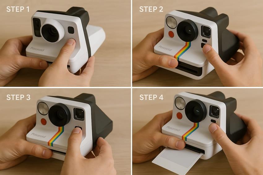 eject polaroid camera film and reset