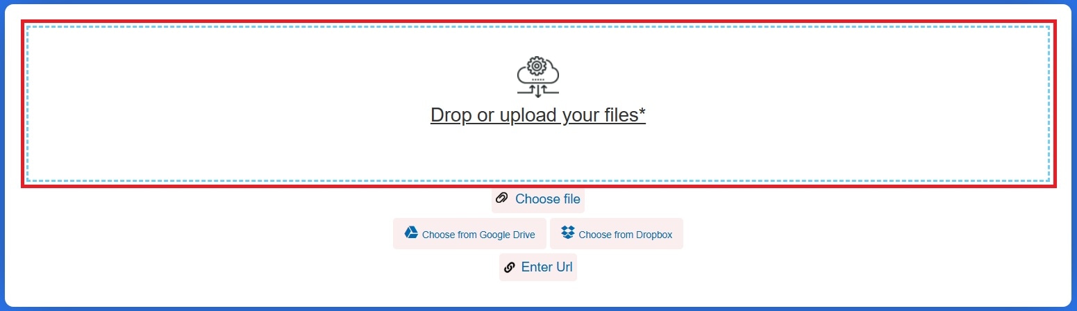 drop or upload your mp4 file to aspose zip converter