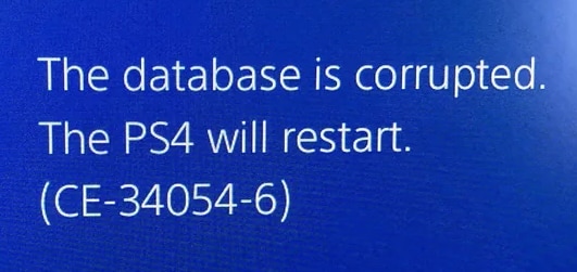 database corrupted ps4