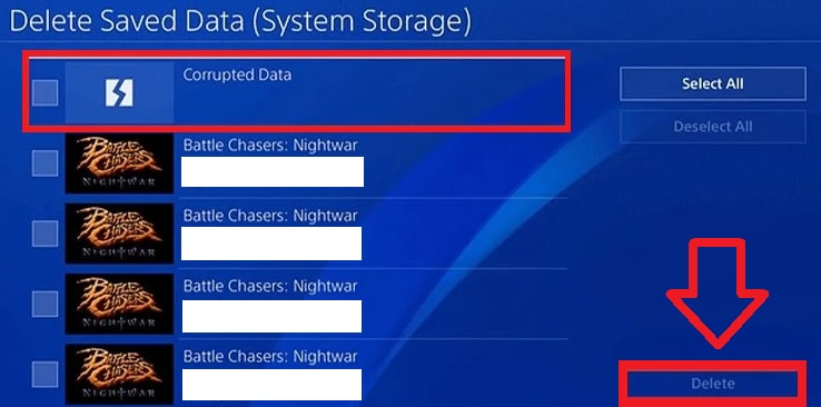delete corrupted data