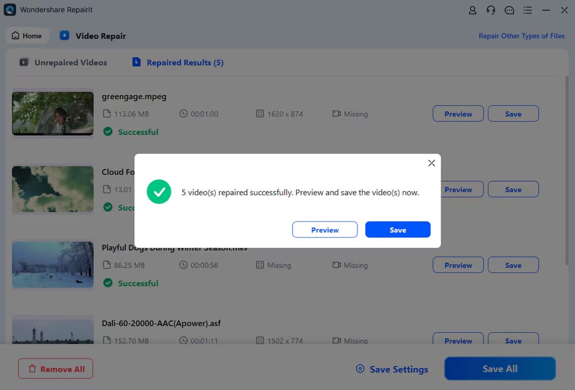 preview and save repaired ps4 videos