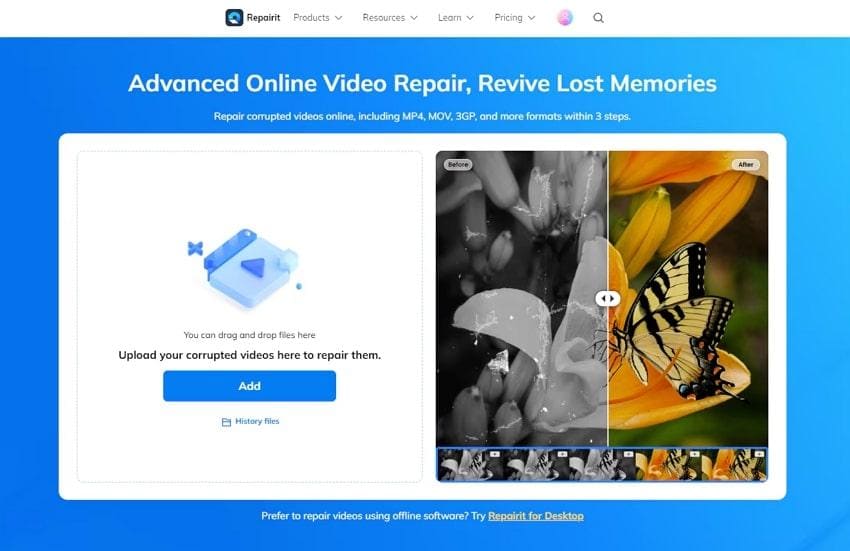 add mp4 to repairit online