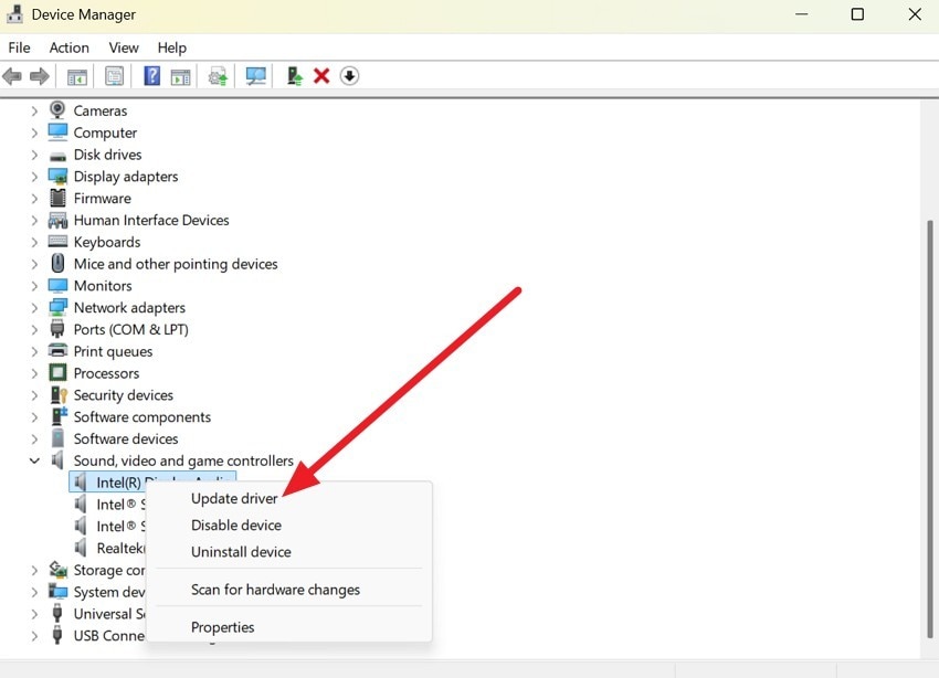 tap on update driver option