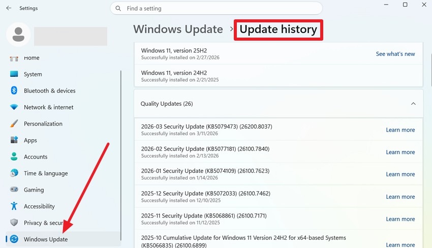 locate the faulty driver update