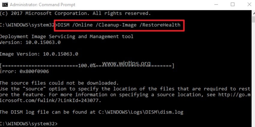 insert the command to cmd