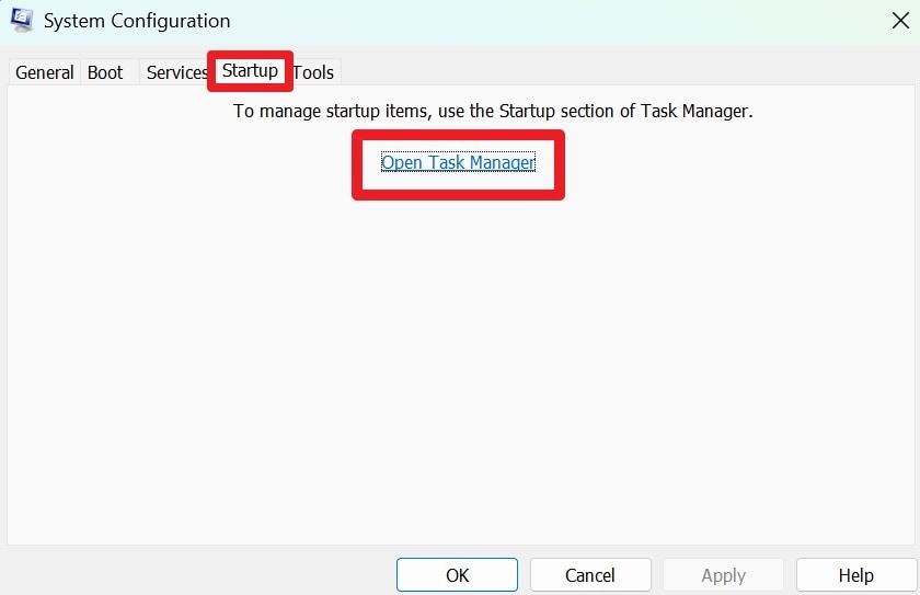 open the task manager