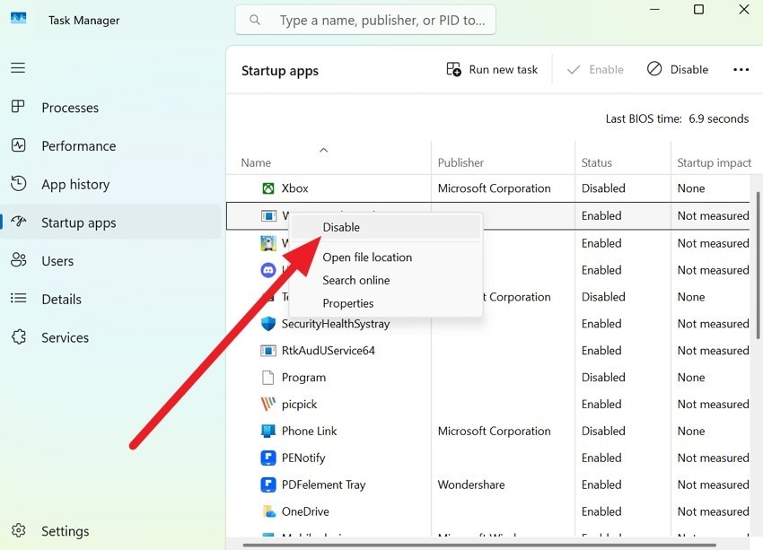 choose the disable option