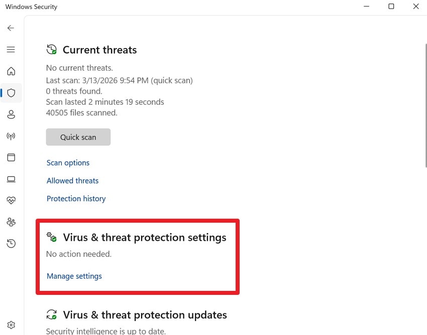 tap on manage settings option