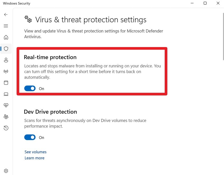 disable real protection on pc