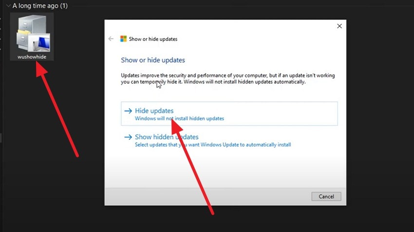 choose to hide the updates