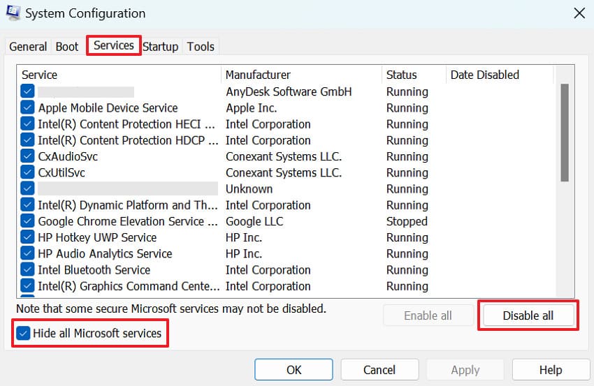 open services section