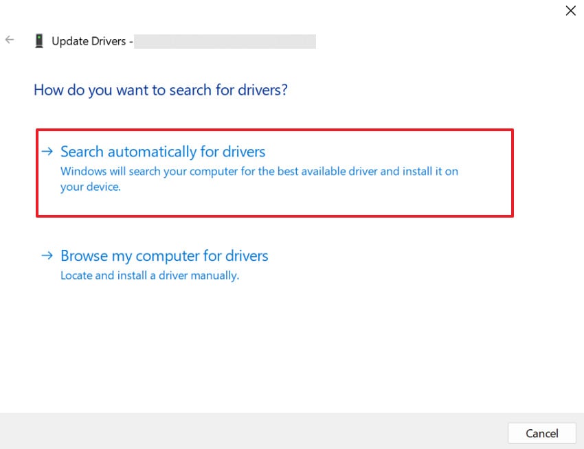 search automatically for driver