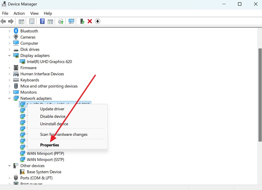 access properties for driver