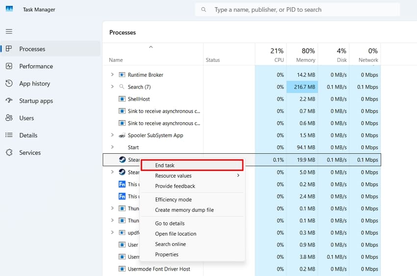 close steam on windows