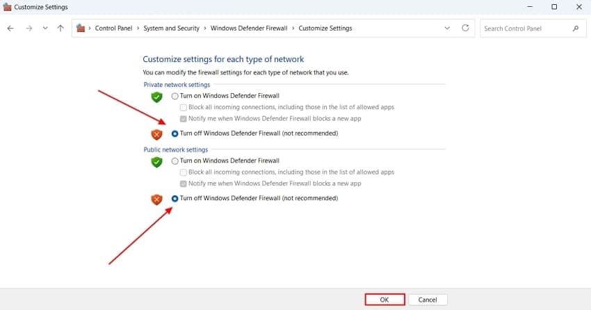 disable windows firewall windows