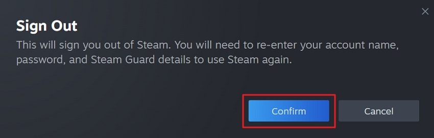 click confirm log out steam