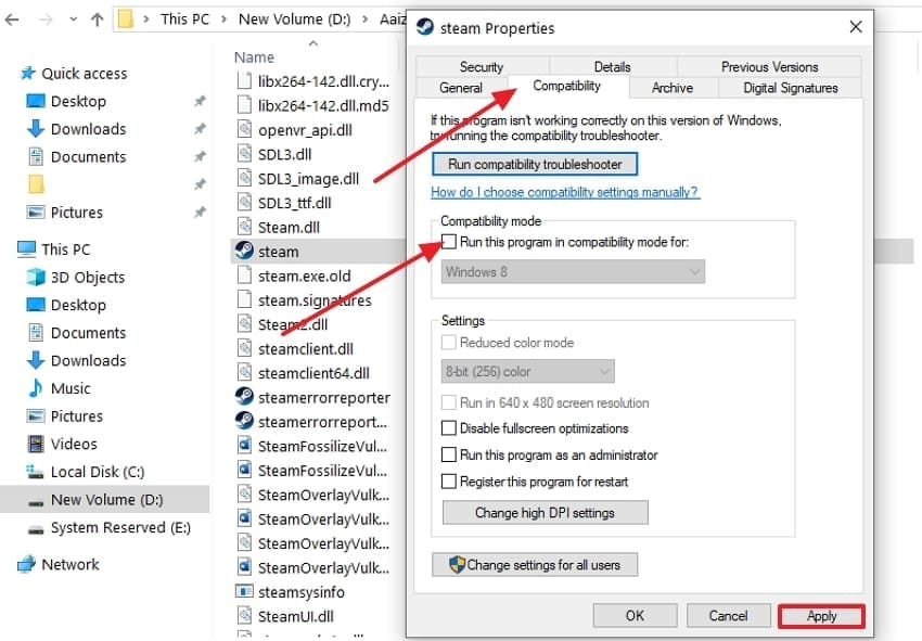 uncheck compatibility mode and apply