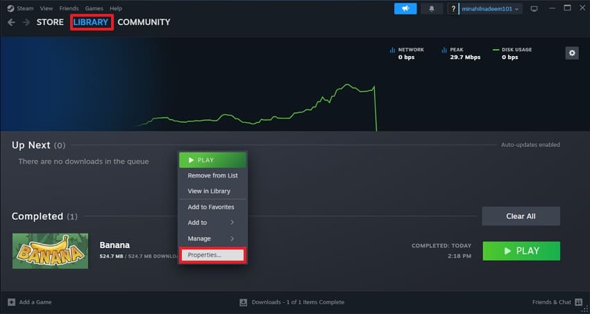 library steam properties of game