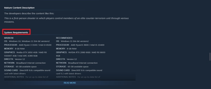 system requirements game steam