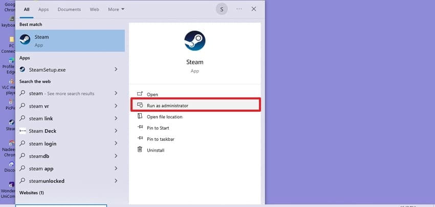 run steam program as administrator
