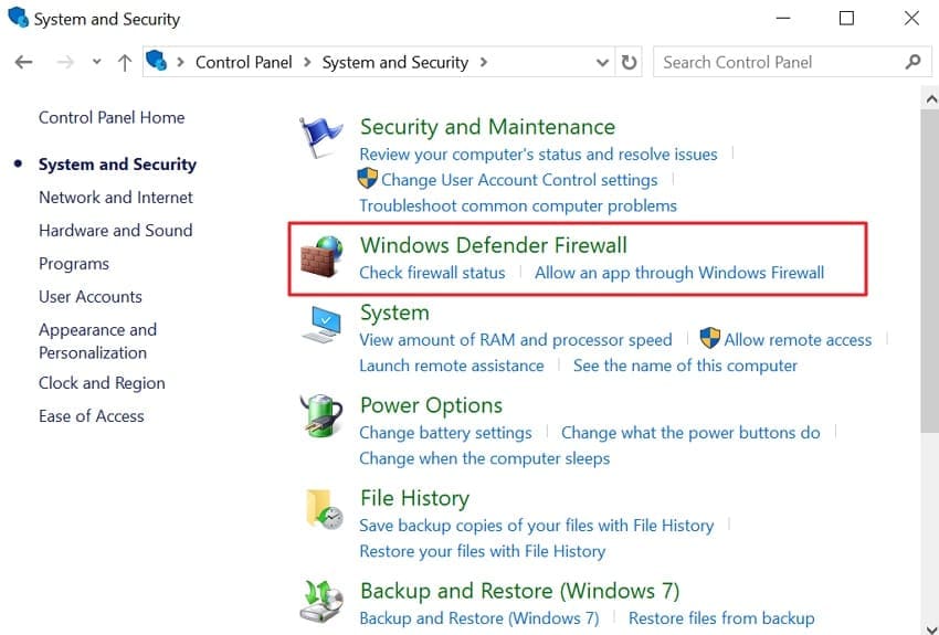 obtain windows defender firewall