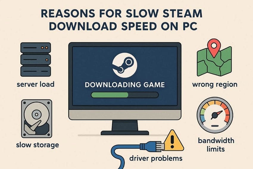 reasons of slow steam download speed