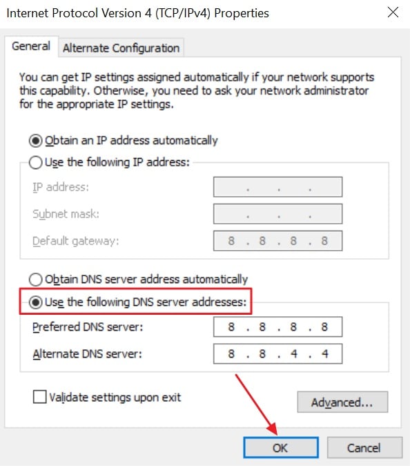 change dns server
