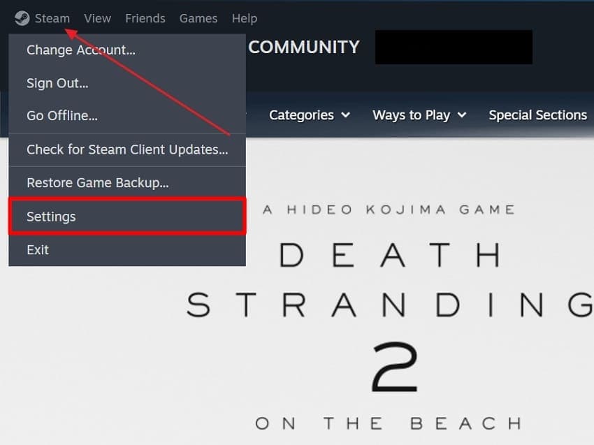 access steam settings