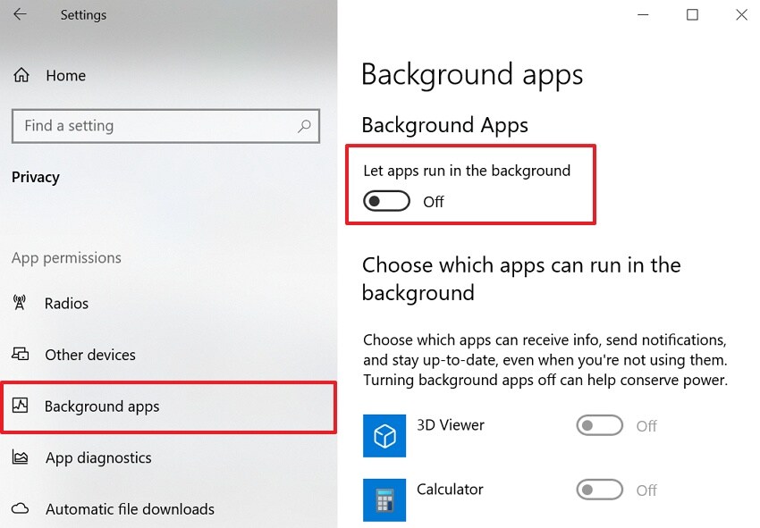 close background apps in settings