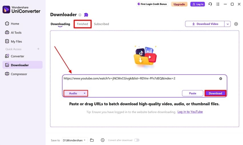 add url and download uniconverter