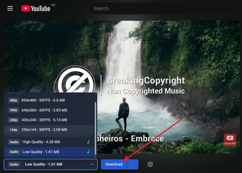 press tubly download button