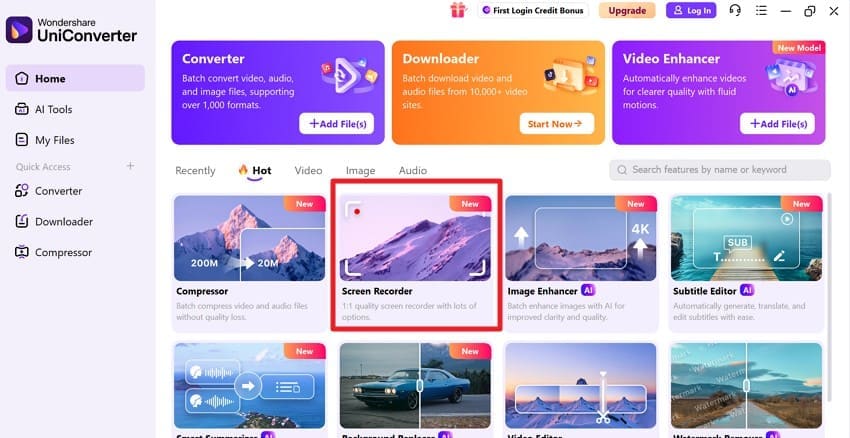 navigate to screen recorder uniconverter